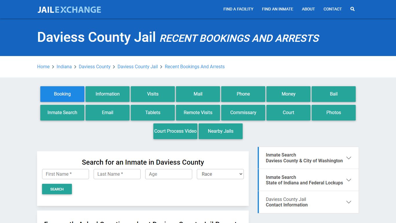 Daviess County Jail Recent Bookings And Arrests - Jail Exchange