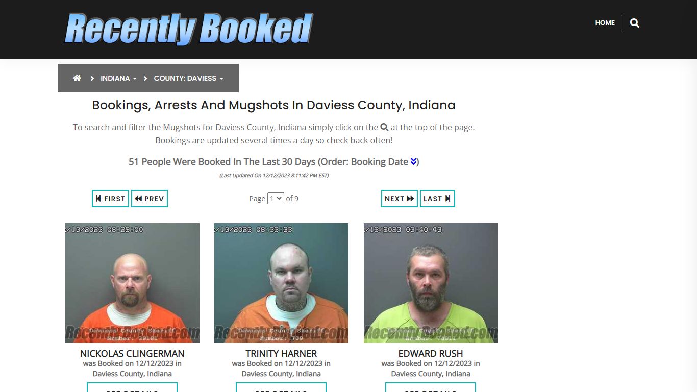 Recent bookings, Arrests, Mugshots in Daviess County, Indiana